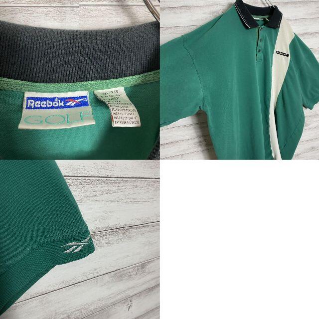 Reebok(リーボック)の【アースカラー】90s リーボック　刺繍　ベクターロゴ　グリーン　ポロシャツ メンズのトップス(ポロシャツ)の商品写真