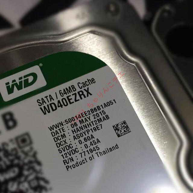 動作品 4TB 2台 ウエスタン デジタル HDD WD40EZRX 1