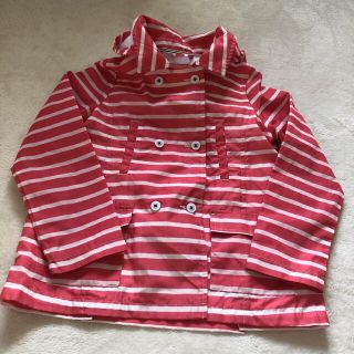 プチバトー(PETIT BATEAU)の8ans ピンクと白のボーダー　コート　プチバトー(コート)