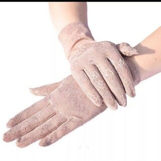 夏の日除け UVメッシュ ベージュピンク グローブ 手袋 未使用新品(手袋)