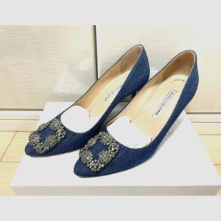 マノロブラニク(MANOLO BLAHNIK)のマノロブラニク  ハンギシ　デニム　37.5 37ハーフ(ハイヒール/パンプス)