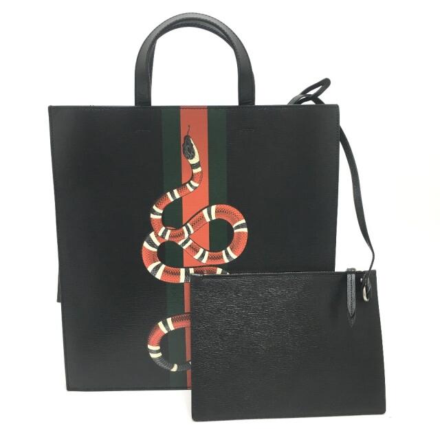 Gucci(グッチ)の新品同様 グッチ 431336 スネーク トートバッグ シェリーライン ブラック メンズのバッグ(トートバッグ)の商品写真