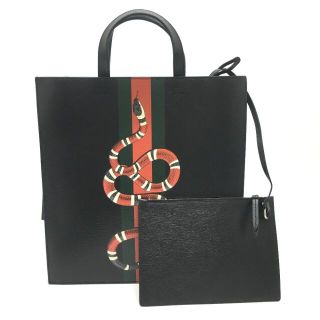 グッチ(Gucci)の新品同様 グッチ 431336 スネーク トートバッグ シェリーライン ブラック(トートバッグ)