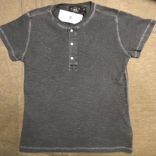ダブルアールエル(RRL)のRRL ダブルアールエル ワッフルニット コットン ヘンリー 黒 S(Tシャツ/カットソー(半袖/袖なし))