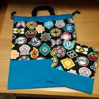 本日まで！体操服袋&コップ袋 ①  きめつ  ハンドメイド(体操着入れ)