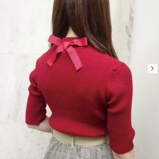 フィント(F i.n.t)の【美品】バックリボンリブニット半袖プルオーバー(ニット/セーター)