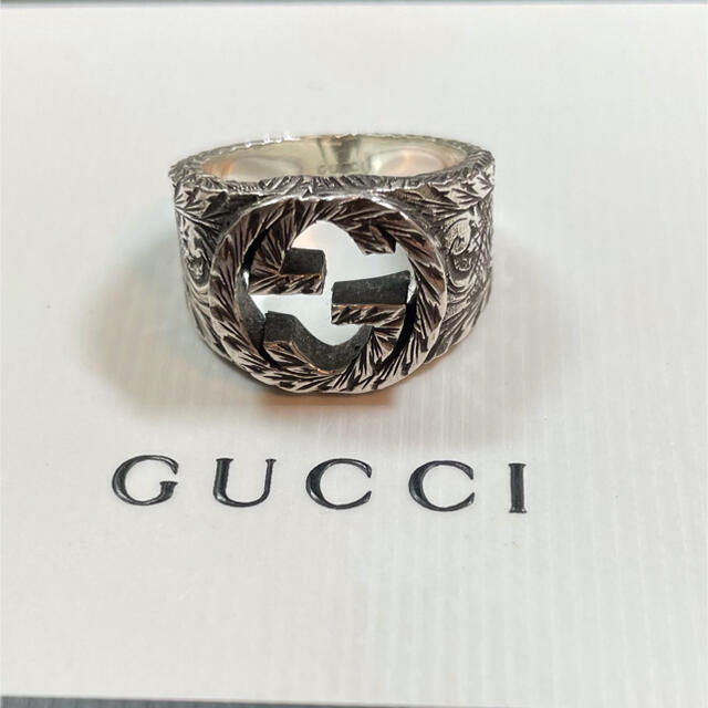 Gucci(グッチ)のグッチ インターロッキングG 燻 リング 17号 メンズのアクセサリー(リング(指輪))の商品写真