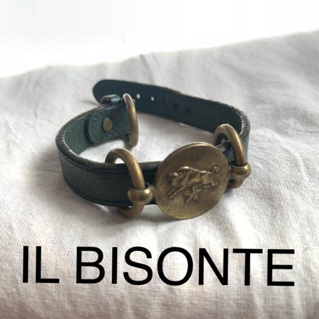IL BISONTE(イルビゾンテ)の週末限定！【イルビゾンテ】　レザー　ブレスレット　グリーン レディースのアクセサリー(ブレスレット/バングル)の商品写真