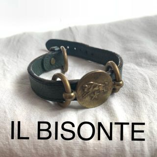 イルビゾンテ(IL BISONTE)の週末限定！【イルビゾンテ】　レザー　ブレスレット　グリーン(ブレスレット/バングル)