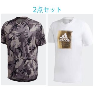 アディダス(adidas)のアディダス　パーカー　Tシャツ　グレー　ブラック　ホワイト　スポーツ　ゴールド(Tシャツ(半袖/袖なし))