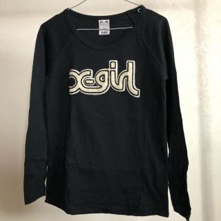 エックスガール(X-girl)の古着　エックスガール　ロンＴ◇サイズ２◇L-0017◇黒色に白字(Tシャツ(長袖/七分))