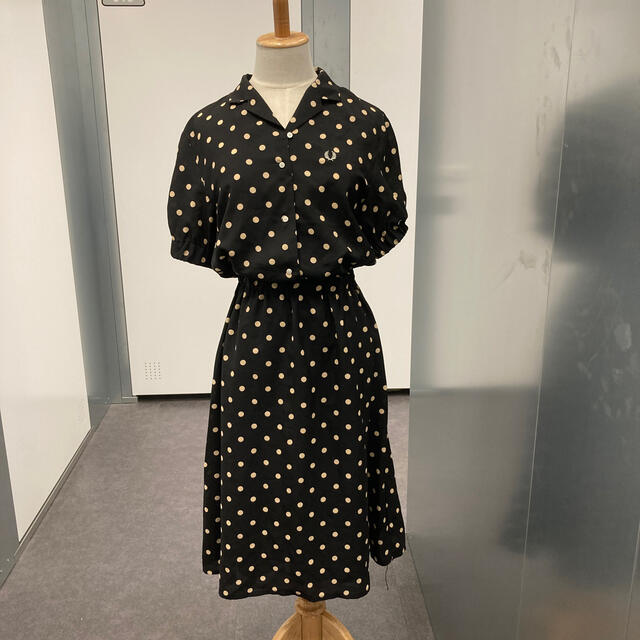 ちなつさま フレッドペリー ポルカドット 半袖ワンピース シャツドレス-