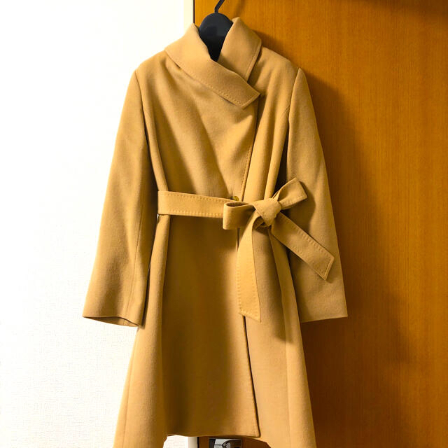 人気の雑貨 ロペ ベルテッドコート ロング カシミヤ混 ステッチ ベルト