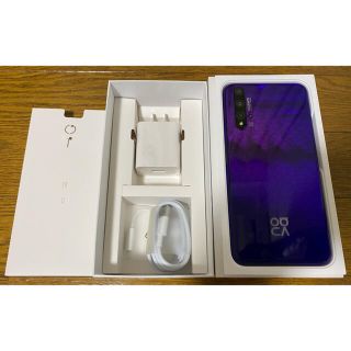 ファーウェイ(HUAWEI)の【新品同様】HUAWEI nova 5T パープル 国内版 付属品あり(スマートフォン本体)