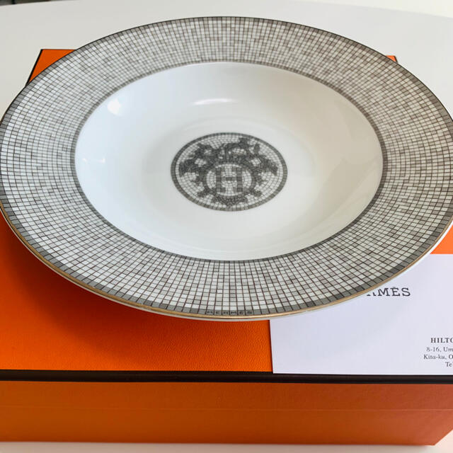 2枚セット・美品】HERMES エルメス モザイク スーププレート プラチナ