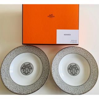 エルメス(Hermes)の【2枚セット・美品】HERMES エルメス  モザイク スーププレート プラチナ(食器)