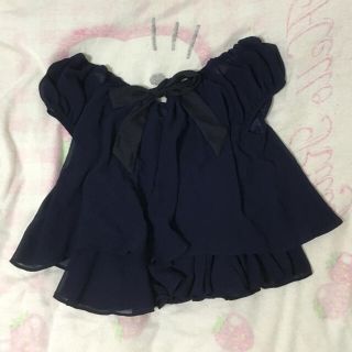 イング(INGNI)のバックリボン👗ネイビーフリルブラウス(シャツ/ブラウス(半袖/袖なし))