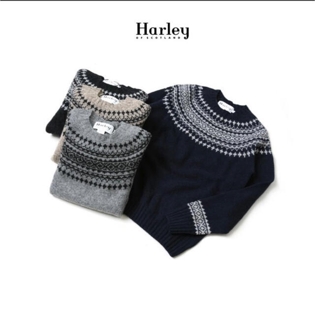 新品】Harley of Scotland ノルディック柄 ウールニット38-