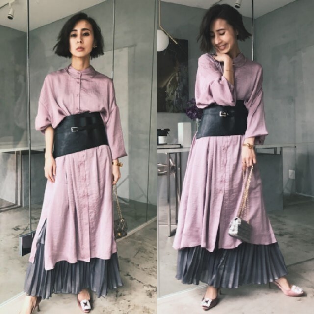 Ameri VINTAGE(アメリヴィンテージ)のAmeri【未使用品】2WAY✨ LUSTER GOWN DRESS レディースのワンピース(ロングワンピース/マキシワンピース)の商品写真