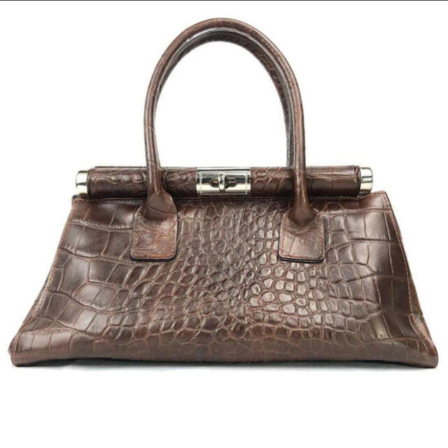 【美品】Genuine Leather クロコダイル クロコ型押し ダレスバッグ レディースのバッグ(ショルダーバッグ)の商品写真