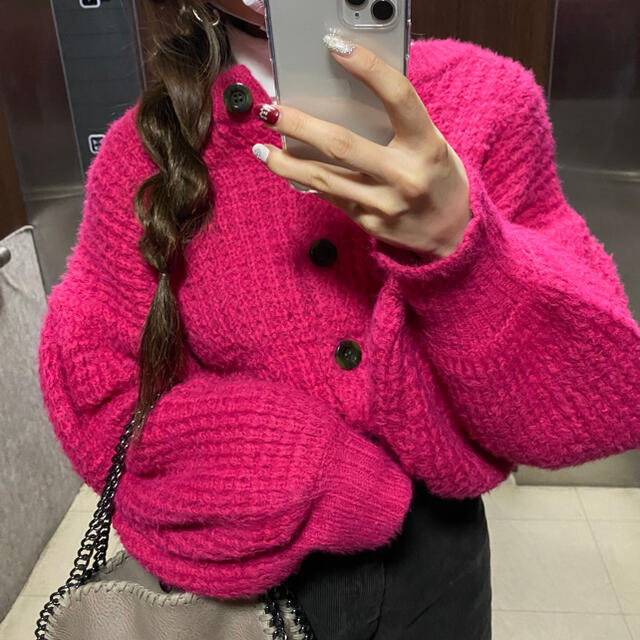 Santa Monica(サンタモニカ)のpink knit cardigan  レディースのトップス(カーディガン)の商品写真