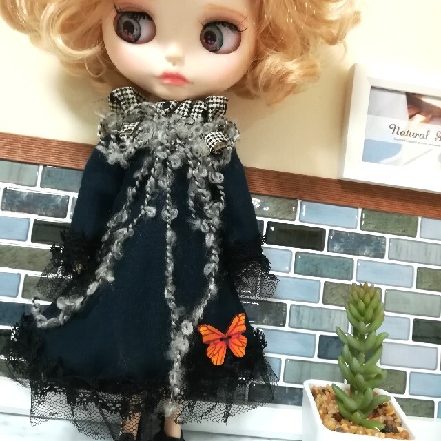 蝶のロングワンピース リカちゃん服 ブライスアウトフィット人形