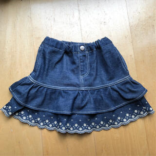エニィファム(anyFAM)のエニィファムのデニムスカート　花刺繍　100サイズ(スカート)