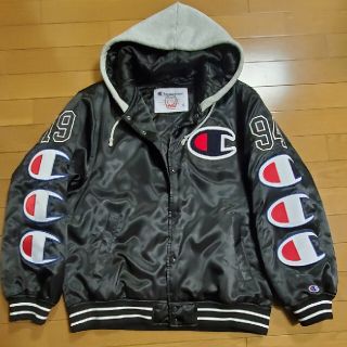 シュプリーム(Supreme)のSupreme　Champion　サテンバーシティジャケット　ブラック　サイズM(スタジャン)