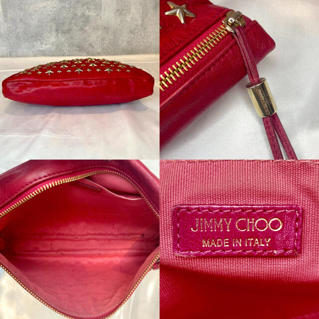 JIMMY CHOO(ジミーチュウ)の【JIMMY CHOO】ジミーチュウ スター スタッズ クラッチバッグ レッド レディースのバッグ(クラッチバッグ)の商品写真