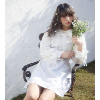 スワンキス(Swankiss)のSwankiss TS lacy fleur O/P サックス(ひざ丈ワンピース)