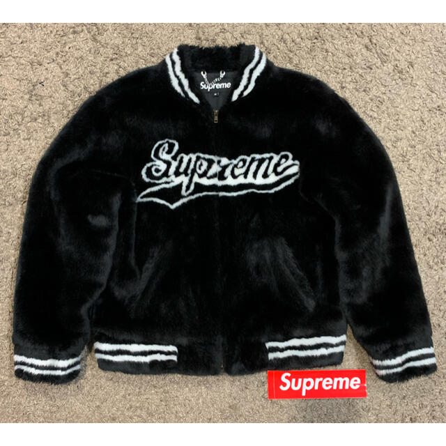 Supreme(シュプリーム)のM Supreme Faux Fur Varsity Jacket Black メンズのジャケット/アウター(ブルゾン)の商品写真