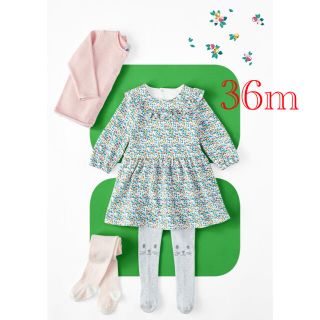 プチバトー(PETIT BATEAU)の新品 プチバトー 36m プリント ワンピース 緑 花柄 女の子(ワンピース)