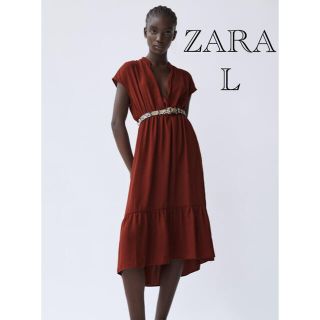 ザラ(ZARA)の27日に消す❗️ZARA ベルト付きローグワンピース (ロングワンピース/マキシワンピース)