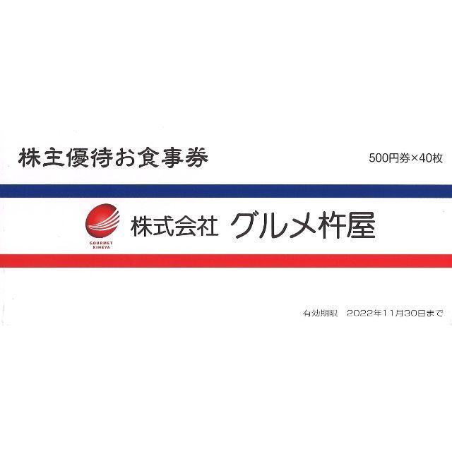 グルメ杵屋　株主優待　500円✖️20枚