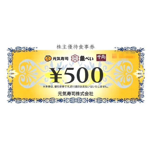 チケット元気寿司　株主優待食事券　500円×15枚（7500円分）