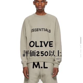 フィアオブゴッド(FEAR OF GOD)のfog essentials スウェット　トレーナー　新品　オリーブ　M カーキ(スウェット)