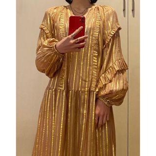 イザベルマラン(Isabel Marant)のULLA JOHNSON Talitha Metallic Dress 新品(ロングワンピース/マキシワンピース)