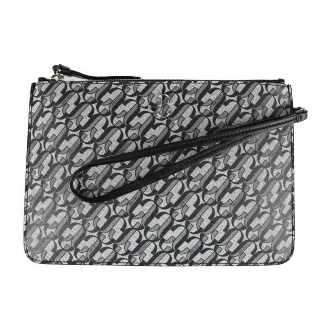 状態コンディション総合JIMMY CHOO ジミーチュウ Glitter Fara Pouch  クラッチバッグ  レザー  グリッターファブリック ブラック シルバー   【本物保証】