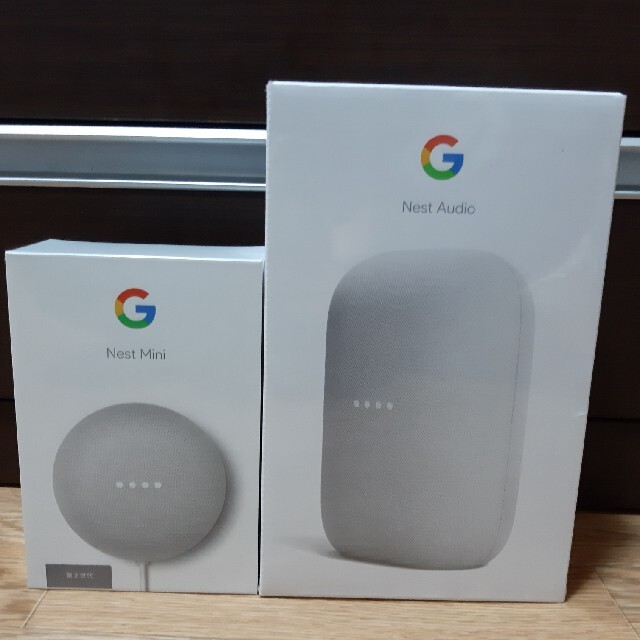 Google(グーグル)のGoogle Nest Audio&Nest Mini チョークセット スマホ/家電/カメラのオーディオ機器(スピーカー)の商品写真