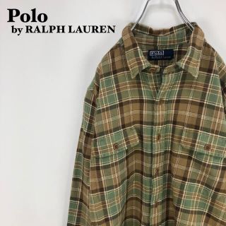 ポロラルフローレン(POLO RALPH LAUREN)のポロラルフローレン☆フラップポケット タータンチェック 長袖シャツ 90s(シャツ)