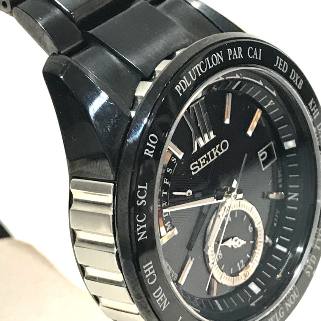 セイコー SEIKO ブライツ ワールドタイム SAGA113 ソーラー 腕時計 PVD ブラック 美品