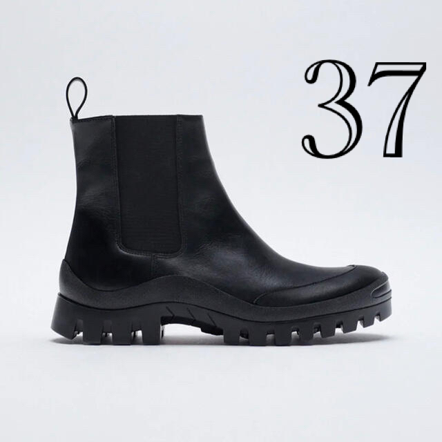 ストレッチドビー 【新品】ZARA VIBRAM® レザー チェルシーアンクル