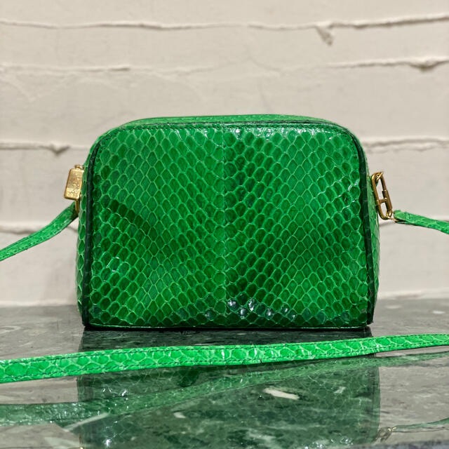 G - 希少 70'S OLD GUCCI パイソンレザー ショルダーバッグ グリーンの