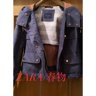 ザラ(ZARA)のZARA ザラ　春物ジャケット　レディース　紺色　モッズコート(モッズコート)