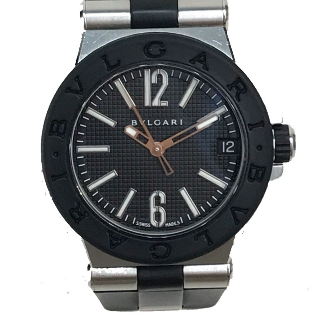 新作 BVLGARI - ブルガリ DG29SV ディアゴノ デイト レディース腕時計 シルバー×ブラック 腕時計