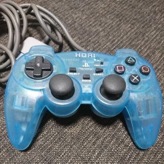 プレイステーション2(PlayStation2)のアナログ振動パッド付きPS・PS2用コントローラー【HORIスケルトンブルー】(その他)