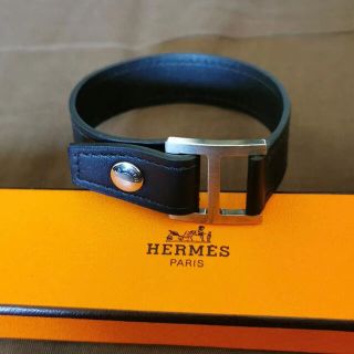 エルメス(Hermes)のmcd様　エルメス　ノマドH ブレスレット　レザー　ブラック　シルバー(ブレスレット)