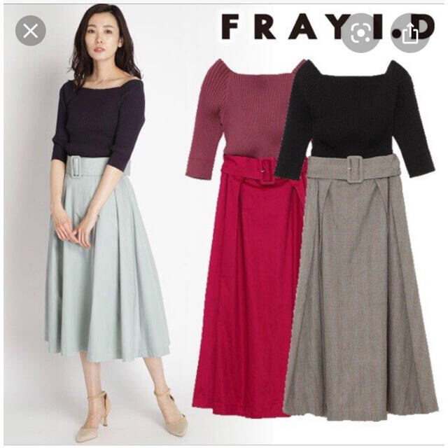 FRAY I.D(フレイアイディー)の★新品タグ付き★FRAY ID フレアスカートコンビワンピ　 S レディースのワンピース(ロングワンピース/マキシワンピース)の商品写真