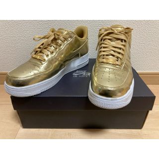 ナイキ(NIKE)の使用1日 NIKE エアフォースワン 金 M27.5cm W28cm ゴールド(スニーカー)