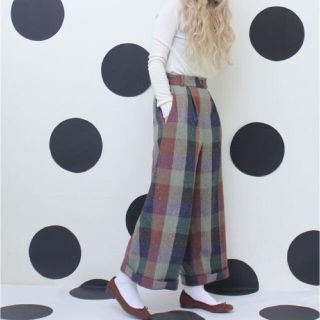 ドットアンドストライプスチャイルドウーマン(Dot&Stripes CHILDWOMAN)のネップヤーン ブロックチェックワイドパンツ (カジュアルパンツ)